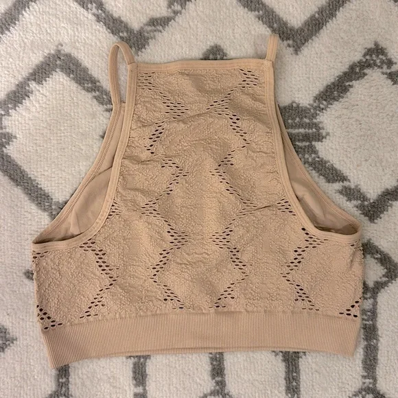 Aerie Seamless Crochet Top Sz XS Tan/Beige Color - Picture 4 of 5